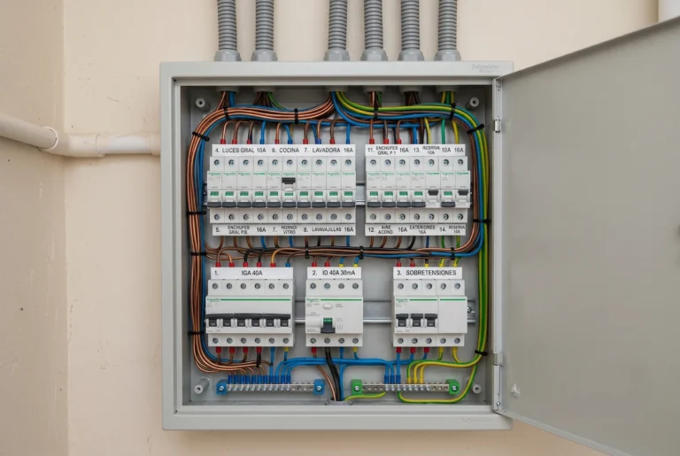 Foto de un cuadro eléctrico recién instalado y etiquetado
