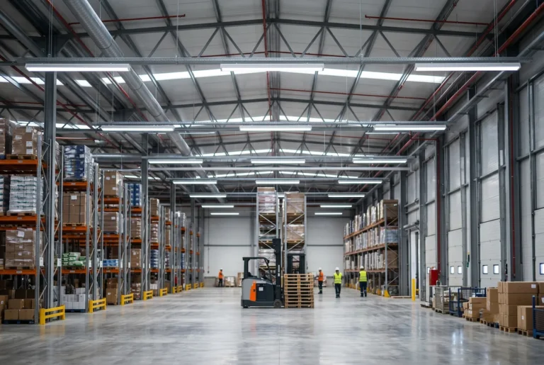 Foto de iluminación LED industrial en una nave